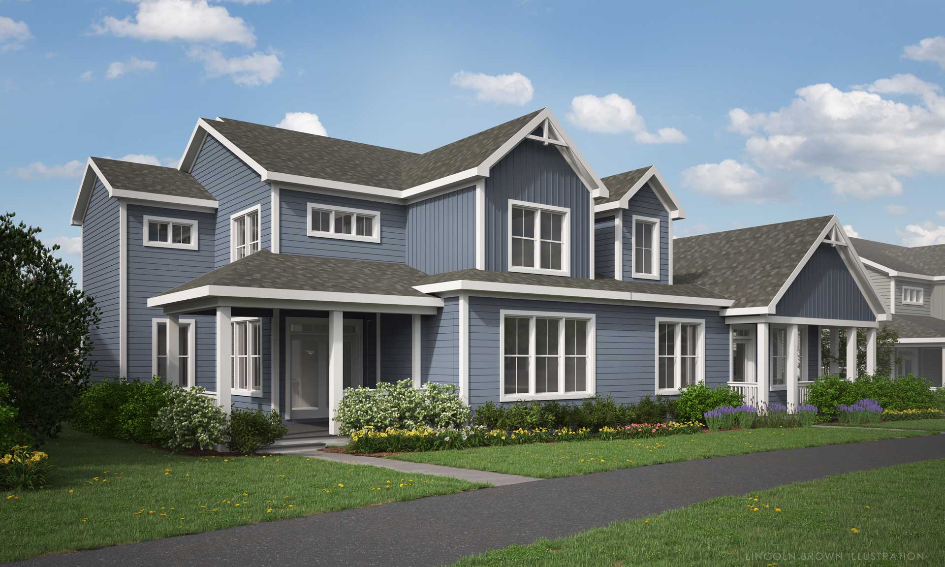 Rendering of Oak and Willow townhome styles